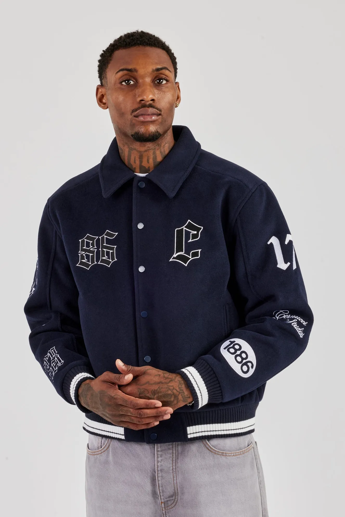 Varsity Badge Harrington Bomber - Navy