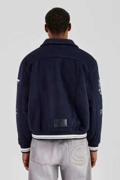 Varsity Badge Harrington Bomber - Navy