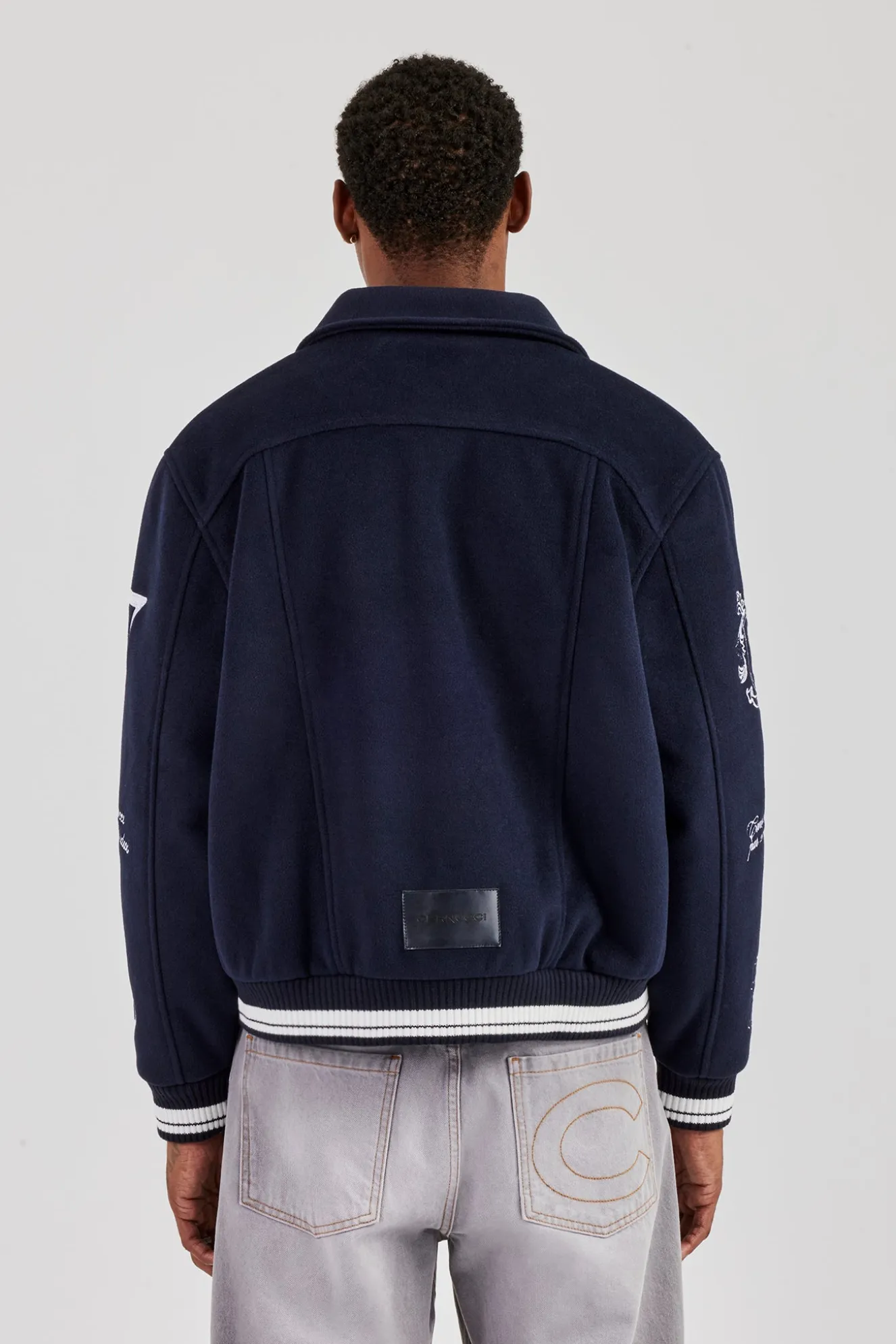 Varsity Badge Harrington Bomber - Navy