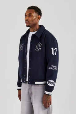 Varsity Badge Harrington Bomber - Navy