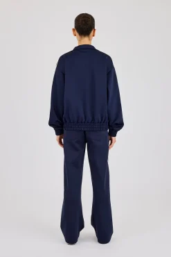 Varsity Panel Track Jacket & Wide Leg Trouser - Navy