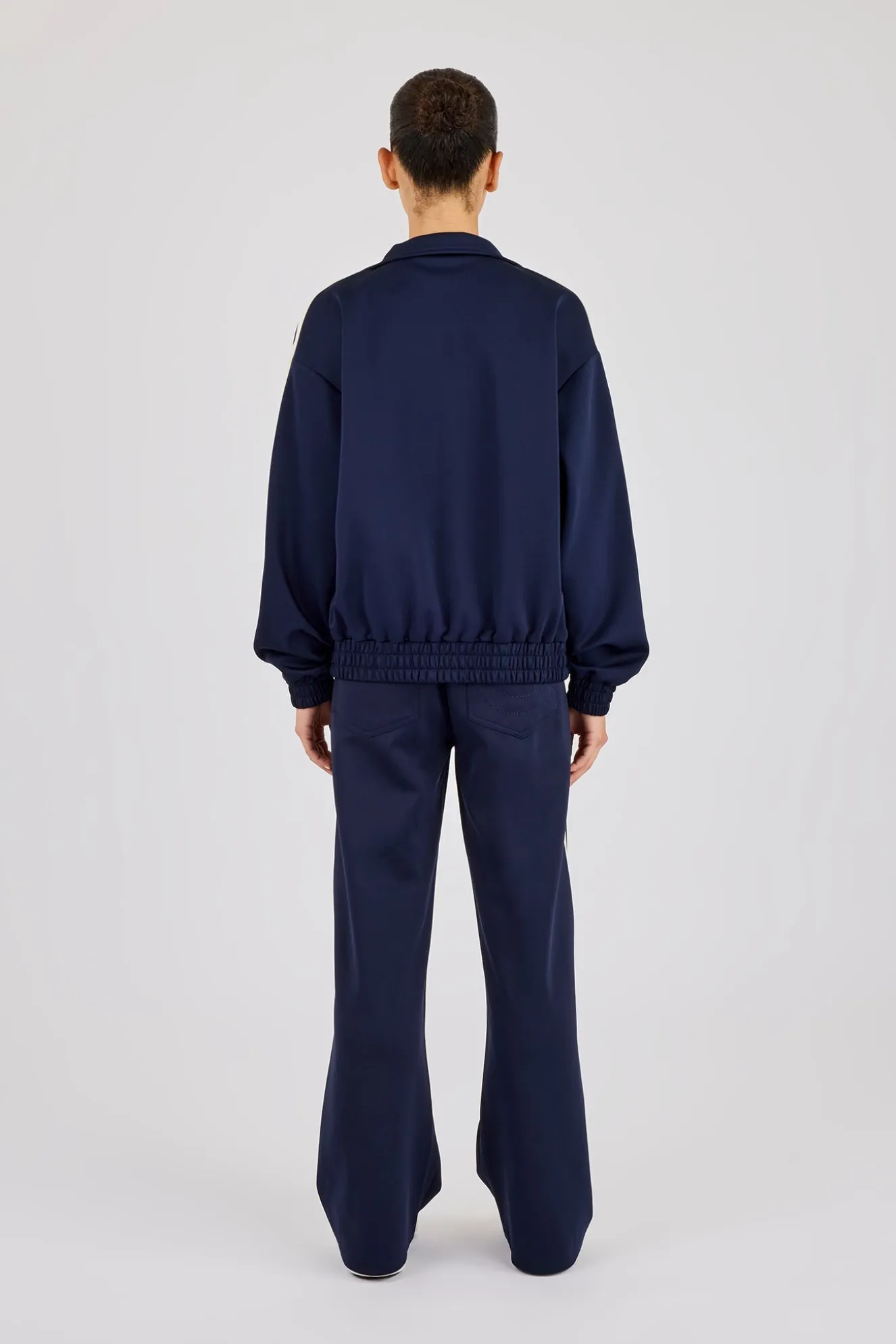 Varsity Panel Track Jacket & Wide Leg Trouser - Navy