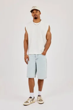 Waffle Embroidered Tank - Off White