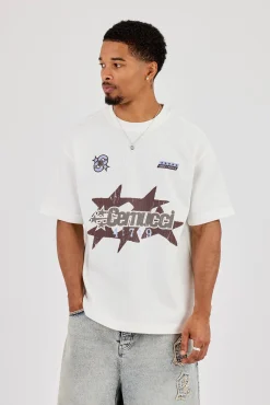 Waffle Star Cernucci Print T-Shirt - Off White