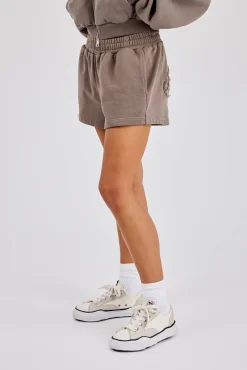 Washed Applique Logo Short - Grey