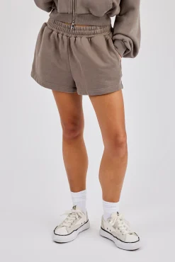 Washed Applique Logo Short - Grey