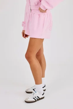 Washed Applique Logo Short - Light Pink