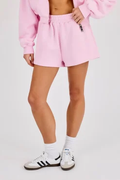 Washed Applique Logo Short - Light Pink