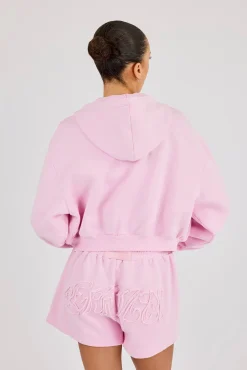 Washed Applique Logo Short - Light Pink