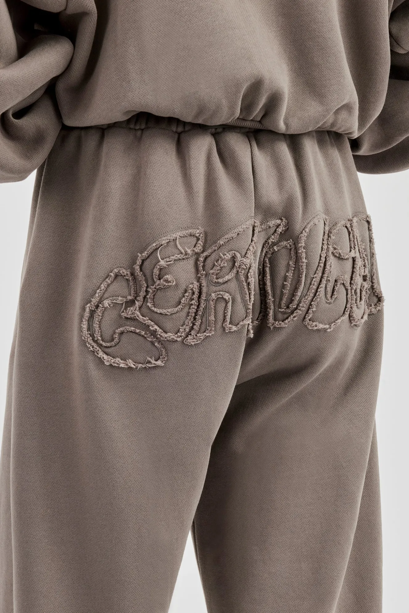 Washed Applique Logo Wide Leg Jogger - Grey