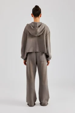 Washed Boxy Fit Zip Through Tracksuit - Grey