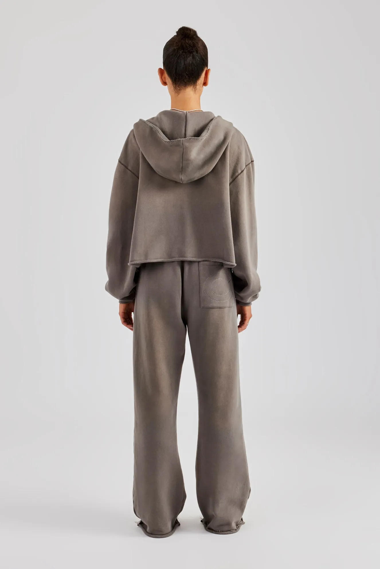 Washed Boxy Fit Zip Through Tracksuit - Grey
