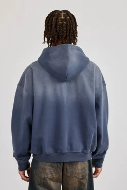 Washed Crest Graphic Hoodie - Navy