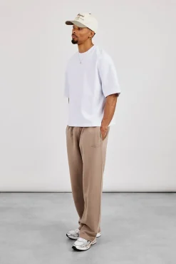 Washed Embroidered Relaxed Jogger - Taupe