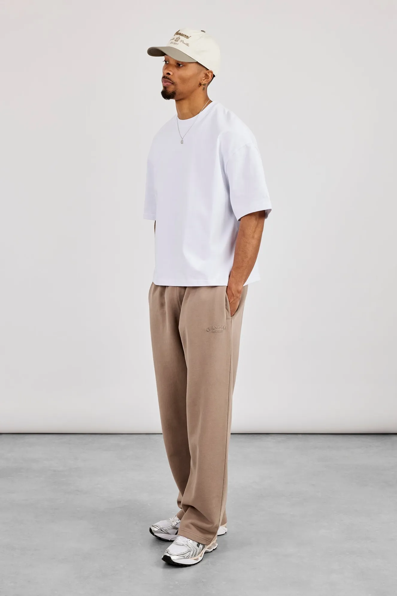 Washed Embroidered Relaxed Jogger - Taupe