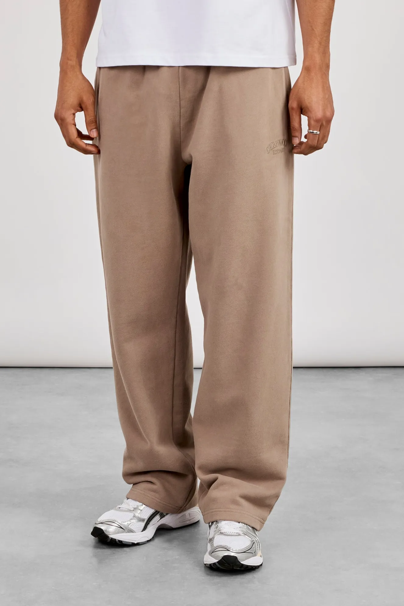 Washed Embroidered Relaxed Jogger - Taupe