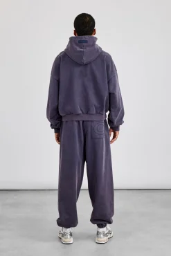 Washed Hoodie & Cuffed Jogger - Navy