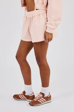 Washed Jersey Short With Distressing - Dusty Pink
