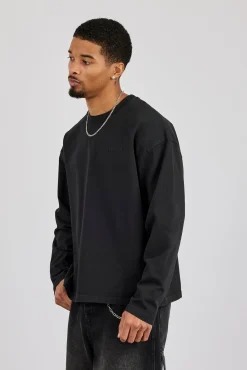 Washed Long Sleeve T-Shirt - Black
