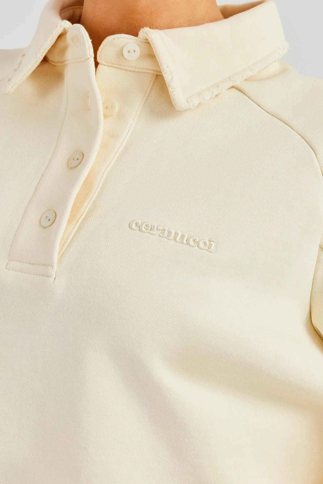 Washed Polo Sweatshirt - Butter Yellow