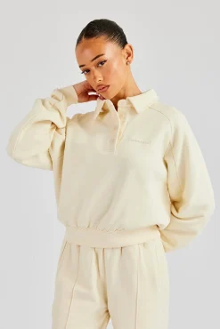 Washed Polo Sweatshirt - Butter Yellow