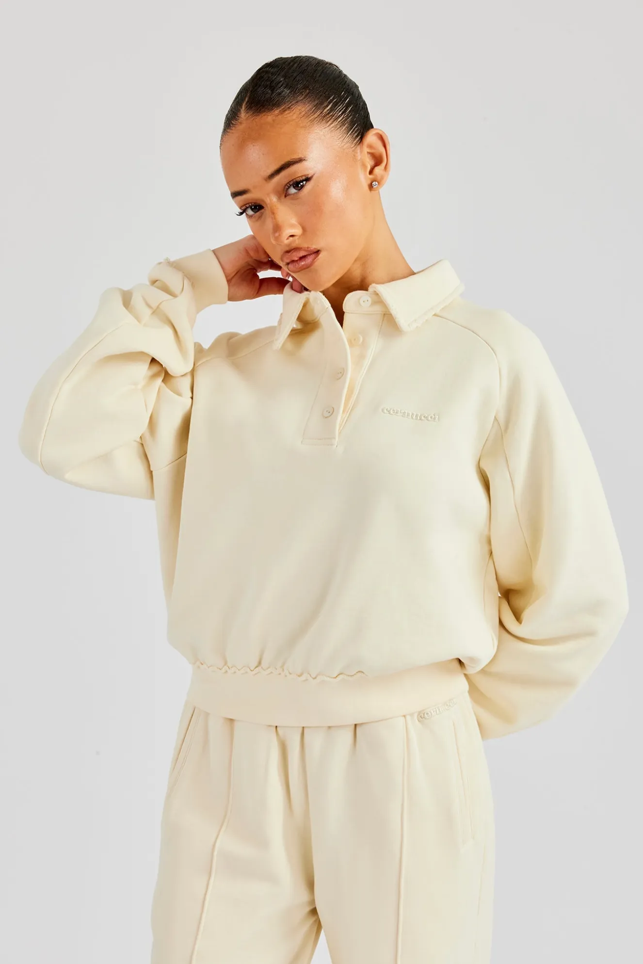 Washed Polo Sweatshirt - Butter Yellow