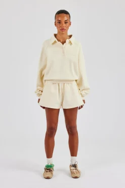 Washed Polo Sweatshirt & Short - Butter Yellow