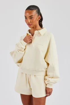 Washed Polo Sweatshirt & Short - Butter Yellow