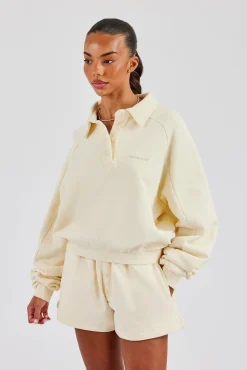 Washed Polo Sweatshirt & Short - Butter Yellow