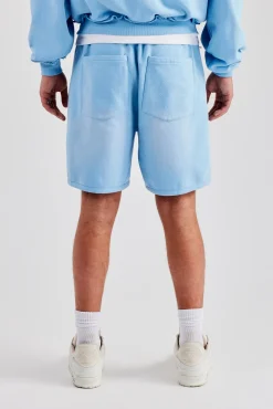 Washed Relaxed Fit Jersey Short - Light Blue