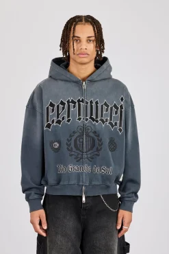Washed Rio Grande do Sul Zip Hoodie - Charcoal