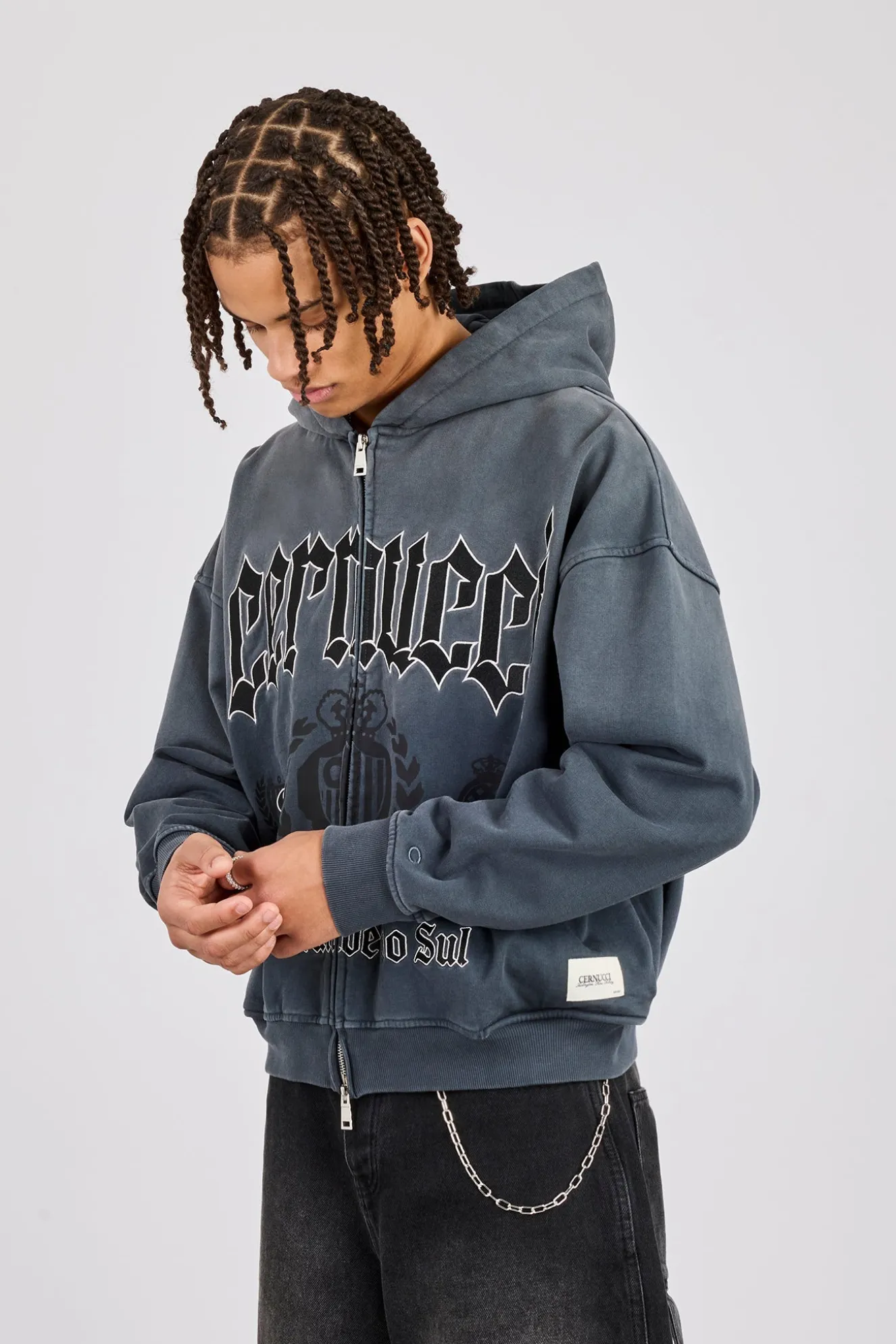 Washed Rio Grande do Sul Zip Hoodie - Charcoal