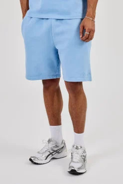 Washed Rope Embroidered Relaxed Jersey Short - Light Blue