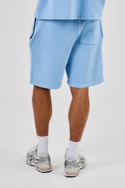 Washed Rope Embroidered Relaxed Jersey Short - Light Blue
