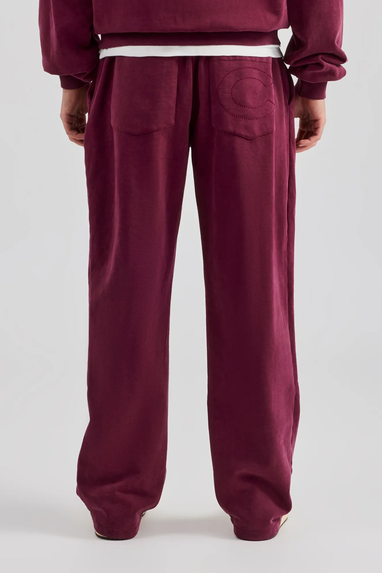 Washed Straight Leg Jogger - Burgundy