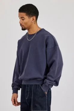 Washed Sweater - Navy