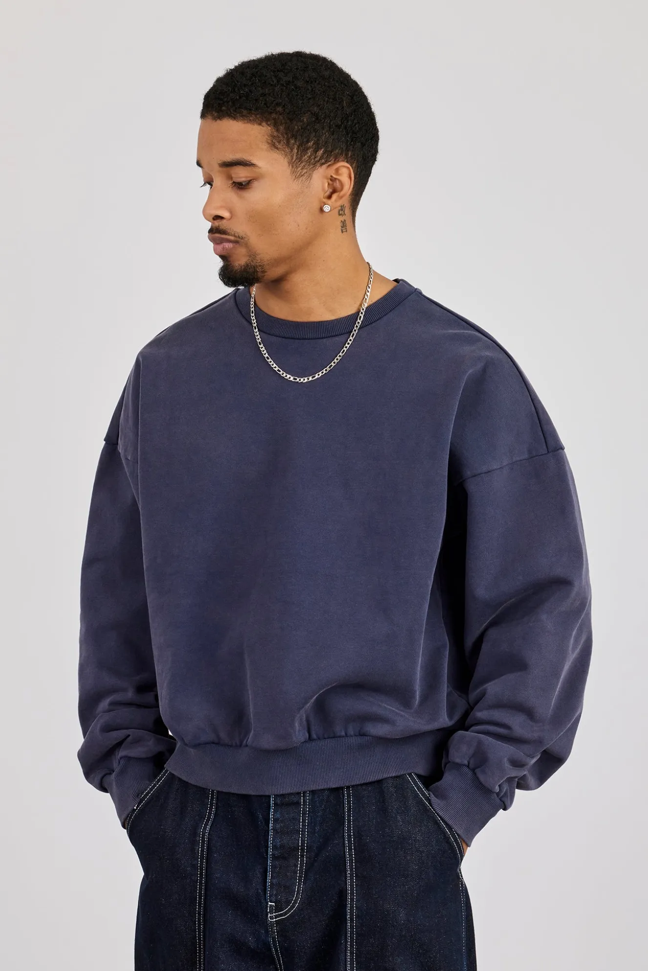 Washed Sweater - Navy