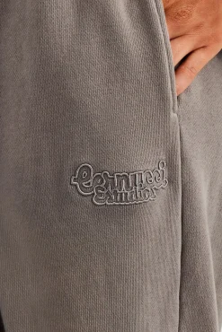 Washed Wide Leg Jogger - Grey