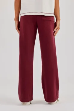 Wide Leg Jogger With Varsity Logo - Berry
