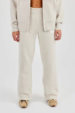 Wide Leg Knitted Jogger - Oatmeal