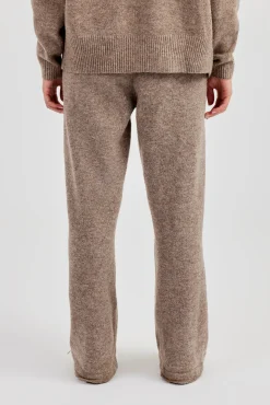 Wide Leg Knitted Jogger - Taupe