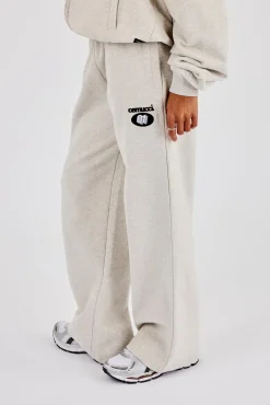 Wide Leg Moto Embroidered Jogger - Ash Grey