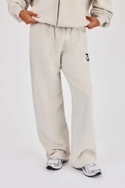 Wide Leg Moto Embroidered Jogger - Ash Grey