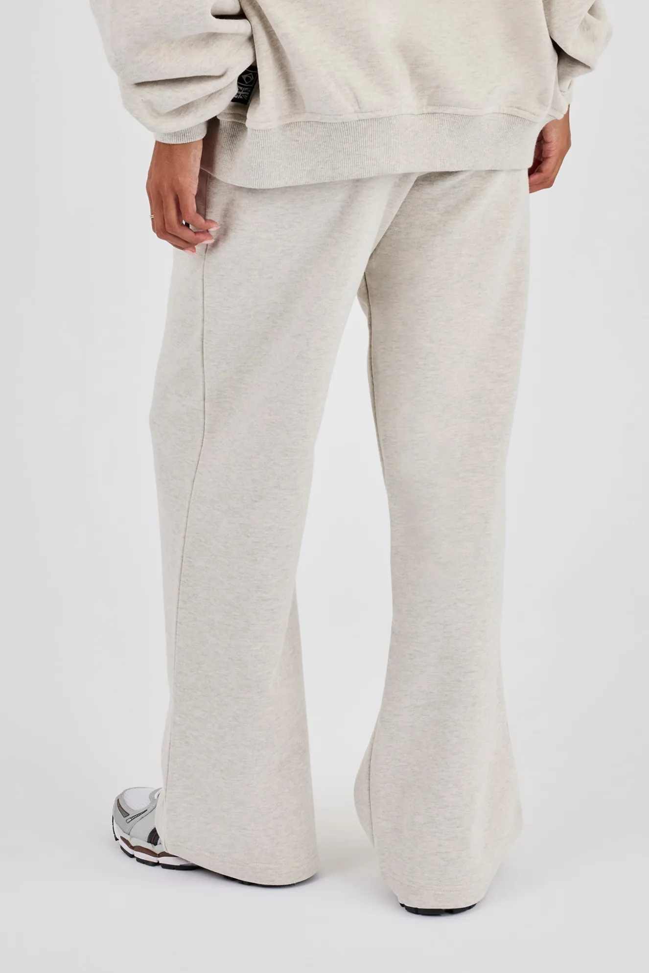 Wide Leg Moto Embroidered Jogger - Ash Grey
