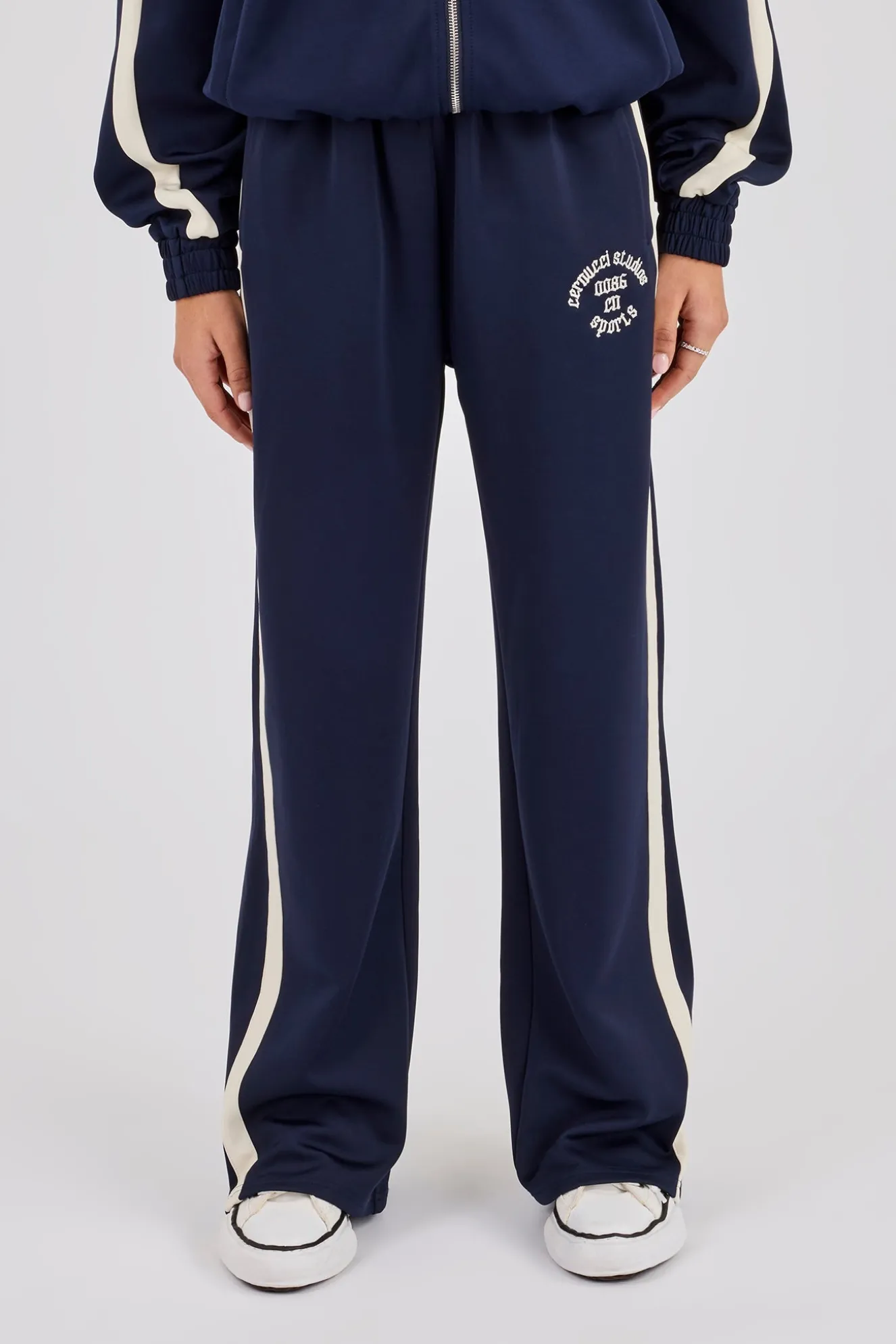 Wide Leg Varsity Panel Trouser - Navy