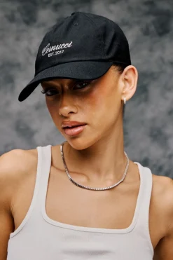 Womens Cernucci Script Logo Cap- Black