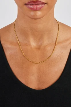Womens Micro Cuban Link Chain - 2.5mm - Gold
