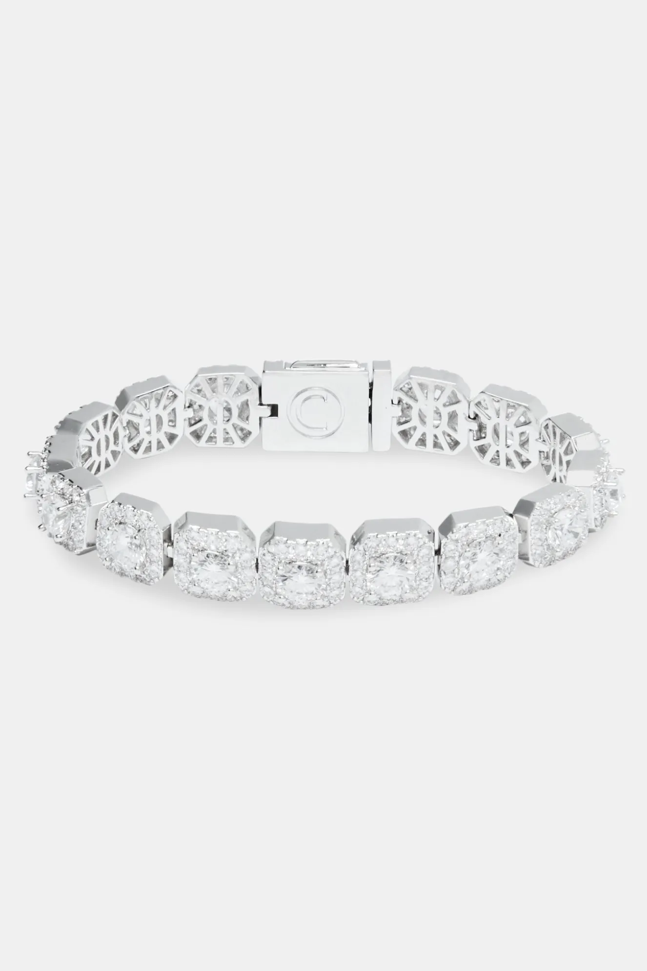 Womens 10mm Clustered Tennis Bracelet - White