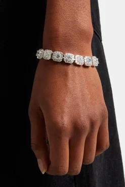 Womens 10mm Clustered Tennis Bracelet - White