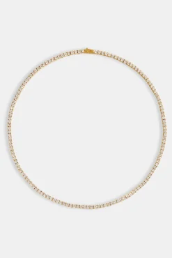 Womens 3mm Gold Plated Tennis Chain
